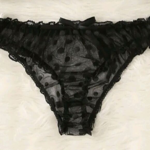 Black Polka Dot Bikini Style Lingerie Set - Picture 6 of 13